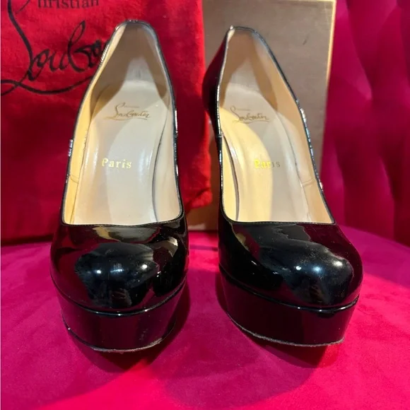 Christian Louboutin Black Patent Leather Bianca 140 Pumps